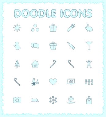 Doodle web ve mobil Icon set. 