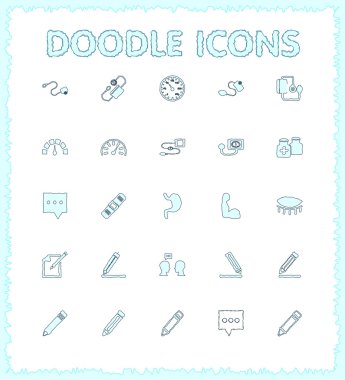 Doodle web ve mobil Icon set.
