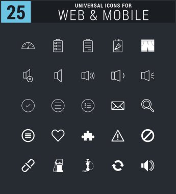 25 Evrensel ağ ve mobil simge seti.