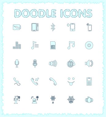 Doodle web ve mobil Icon set.