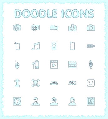 Doodle web ve mobil Icon set.