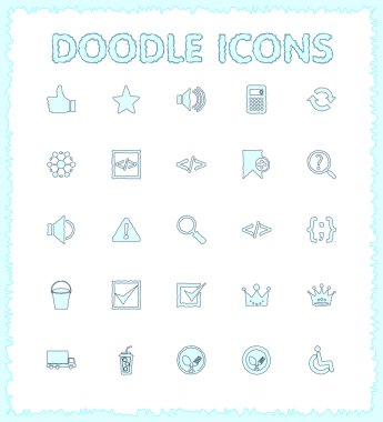 Doodle web ve mobil Icon set.
