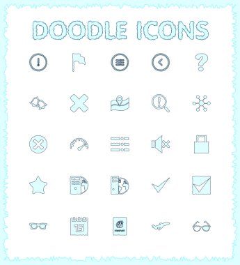 Doodle web ve mobil Icon set.