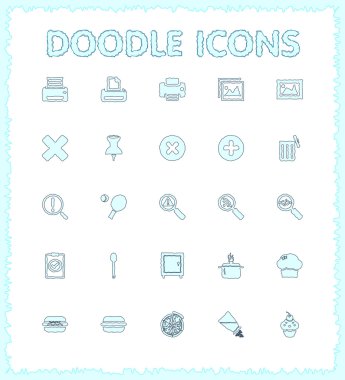Doodle web ve mobil Icon set.