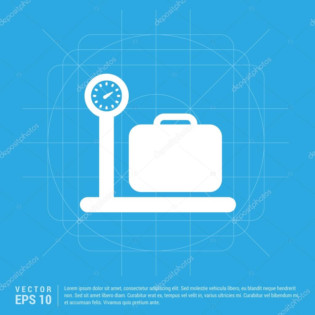 Luggage on weight scales icon