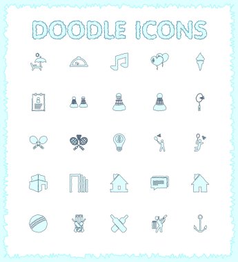 Doodle web ve mobil Icon set.