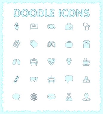 Doodle web ve mobil Icon set.