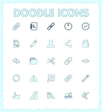 Doodle web ve mobil Icon set.