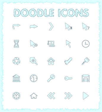 Doodle web ve mobil Icon set.