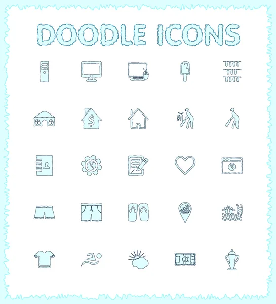Doodle web ve mobil Icon set.