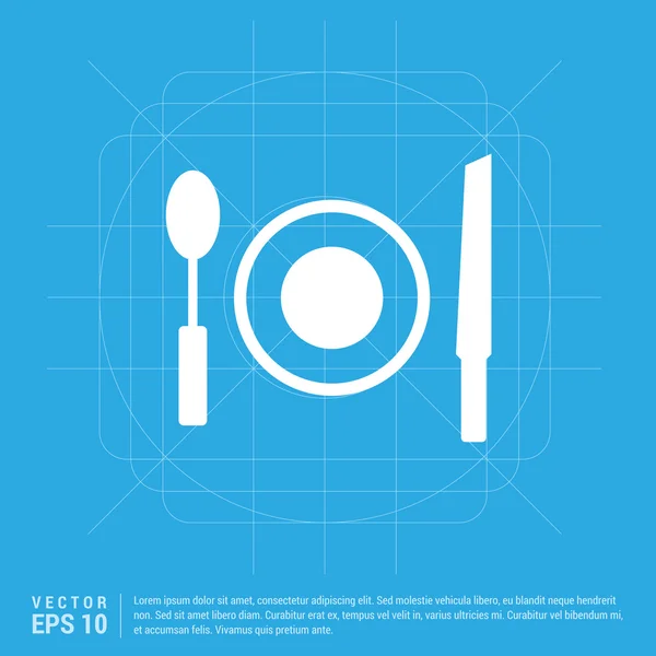 Forchetta, cucchiaio e icona della piastra — Vettoriale Stock