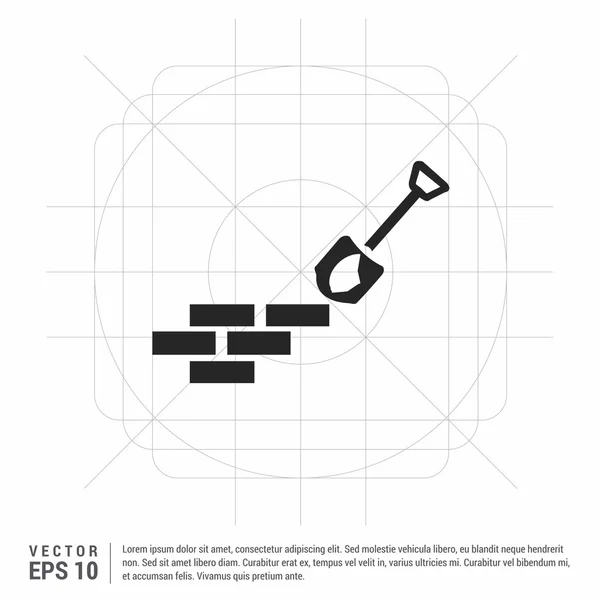 シャベルとレンガの壁 — ストックベクタ