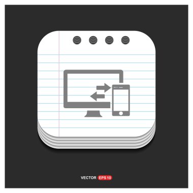 bilgisayar ile smartphone sync simgesi