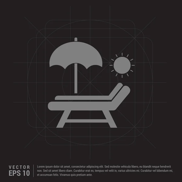 Parapluie et chaise longue icône — Image vectorielle