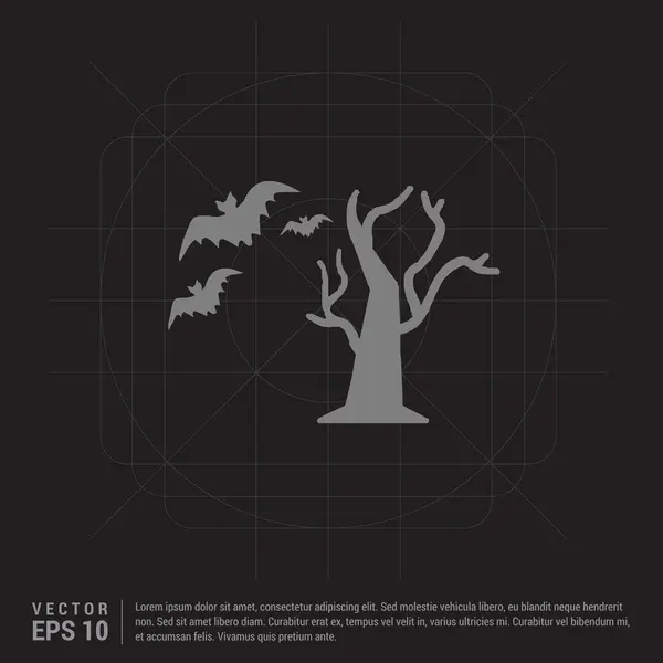 Halloween-Baum und Fledermäuse-Symbol — Stockvektor