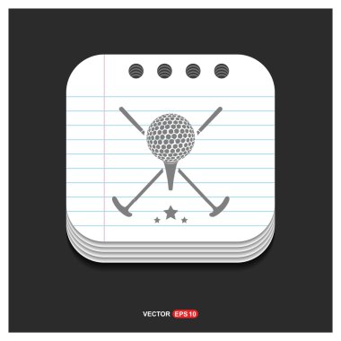 golf kulüpleri ve top logo simge