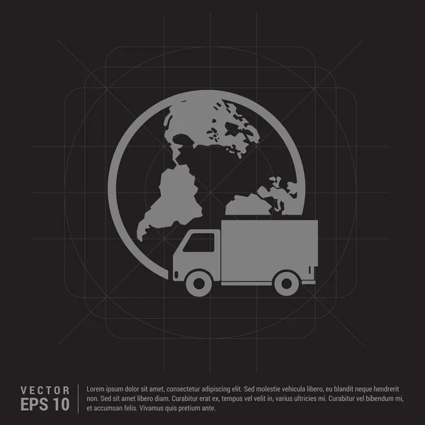 Ikon pengiriman Globe dan truk - Stok Vektor