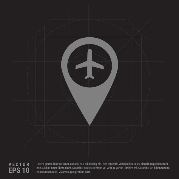 Mappa icona puntatore con segno aereo — Vettoriale Stock