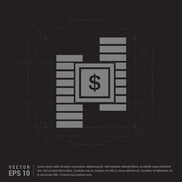 Dollar munten stapels pictogram — Stockvector