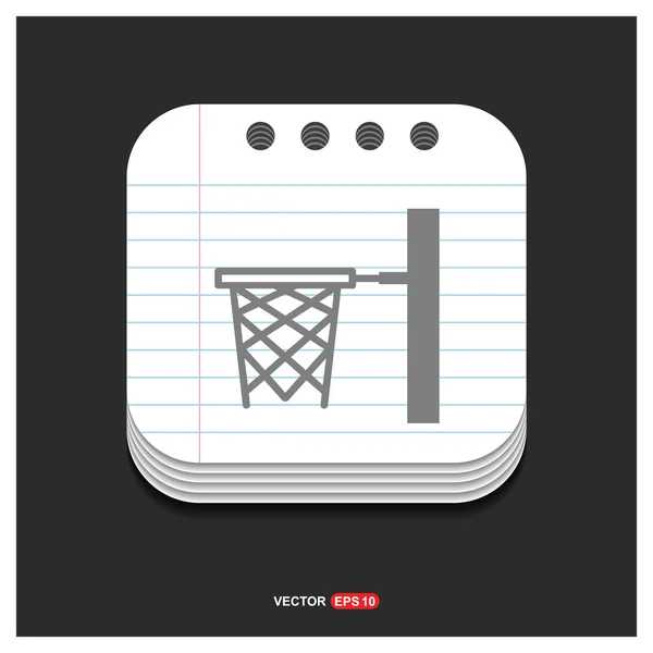 Canasta de baloncesto en icono de pista — Vector de stock