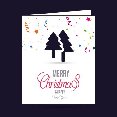 Neşeli Noel kartı köknar ağaçları ile