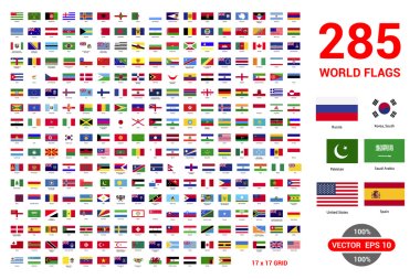 Egemen Devletlerin 285 dünya bayrakları ayarlamak