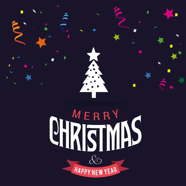 Feliz cartão de Natal, árvore de Natal estilizada —  Vetores de Stock