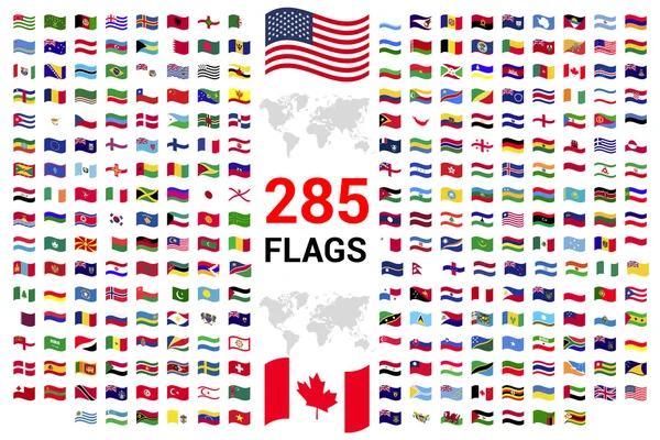 Conjunto de 285 banderas mundiales de Estados soberanos — Vector de stock