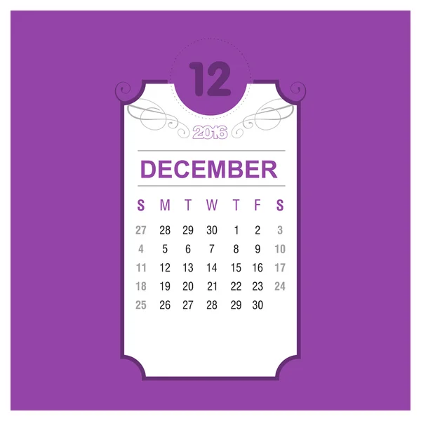 December Calendar 2016 Template — Stock Vector