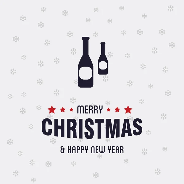 Weihnachtskarte mit Champagnerflaschen — Stockvektor