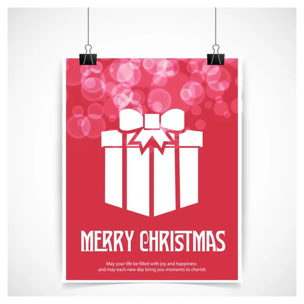 Весела різдвяна листівка з подарунковою коробкою — стоковий вектор