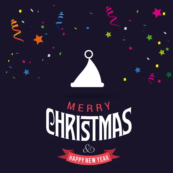 Cartão de Natal com chapéu de Papai Noel —  Vetores de Stock