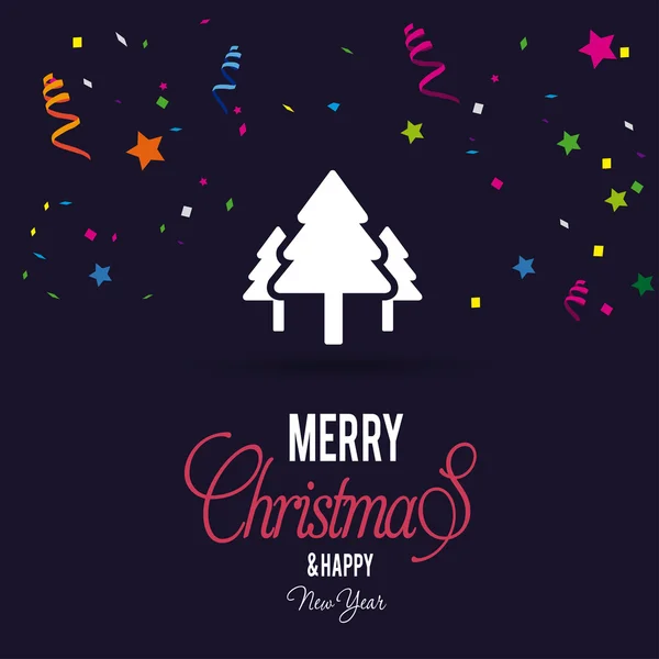 Feliz tarjeta de Navidad, árbol de Navidad estilizado — Vector de stock