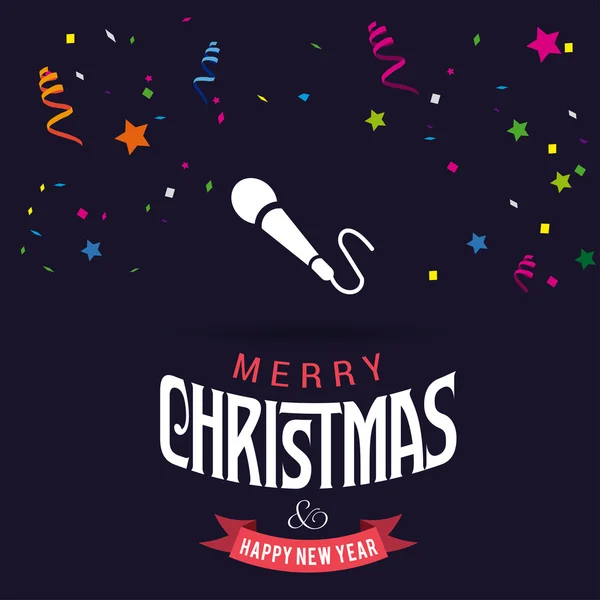 Christmas greeting card with microphone — Wektor stockowy