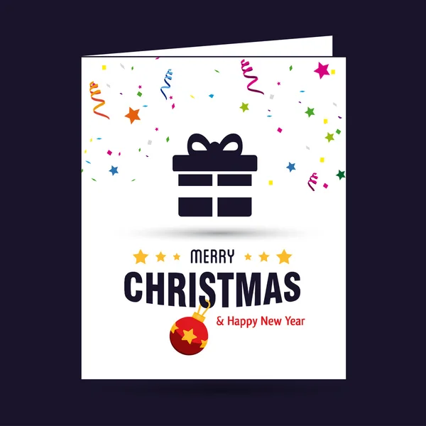 Merry Christmas card with gift box — Stock Vector