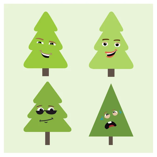 Sada vánoční kreslený strom — Stockový vektor