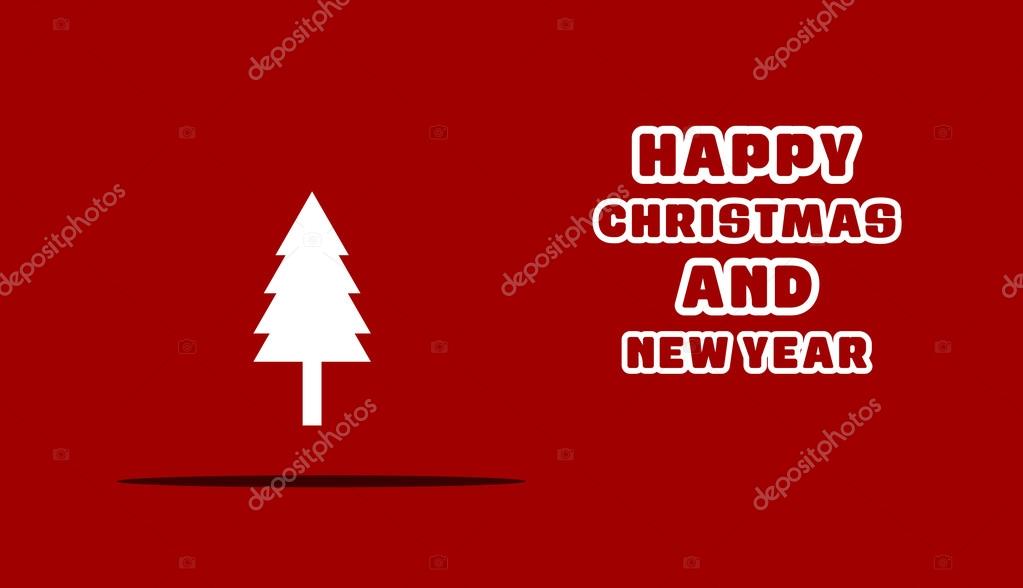 Merry Christmas card with Christmas tree. Design elements for holiday card. Xmas decorated tree icon. vector Greeting Card illustration