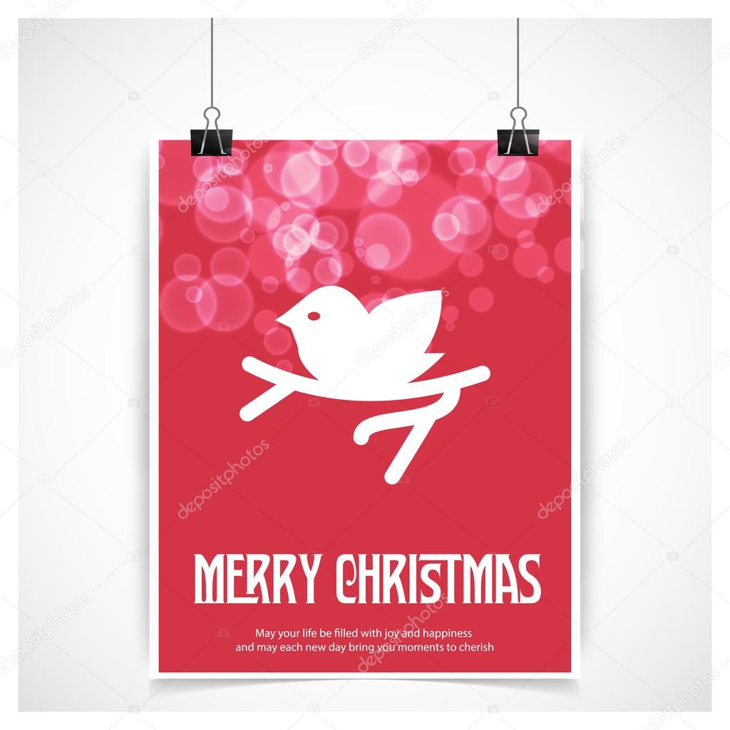 Cute Tweet Bird Christmas New Year card illustration