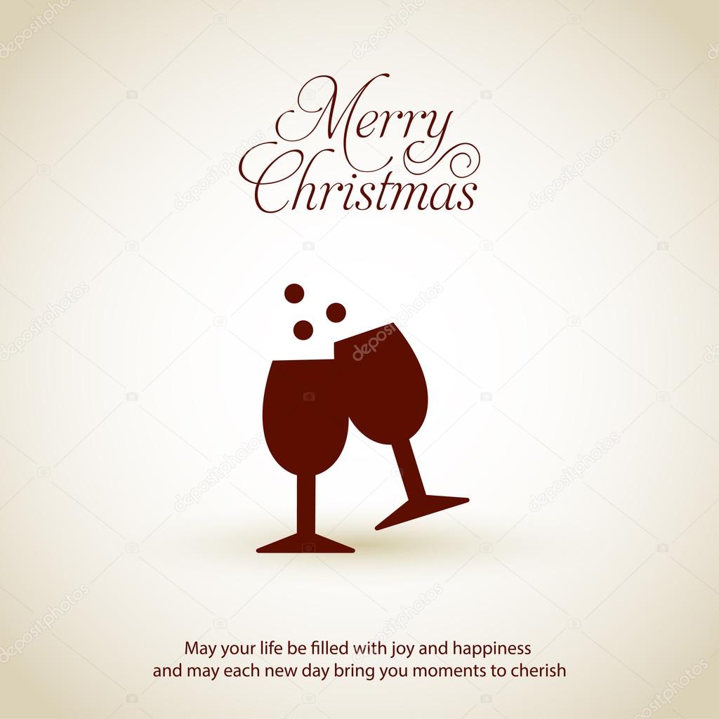 Merry Christmas karty z kieliszki do szampana — Wektor stockowy