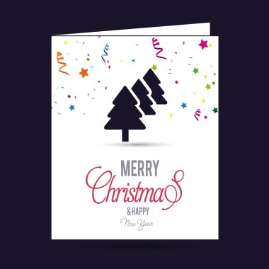 Neşeli Noel kartı köknar ağaçları ile