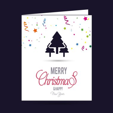 Neşeli Noel kartı köknar ağaçları ile