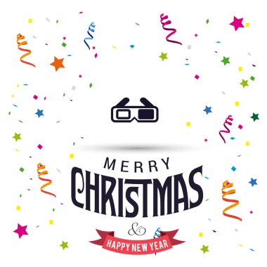Christmas greeting card with 3d glasses
