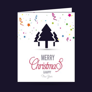 Neşeli Noel kartı köknar ağaçları ile