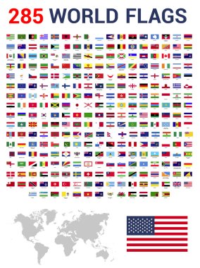 Egemen Devletlerin 285 dünya bayrakları ayarlamak