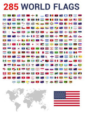 set of 285 world Flags of sovereign states clipart