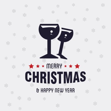 Christmas card with champagne glasses