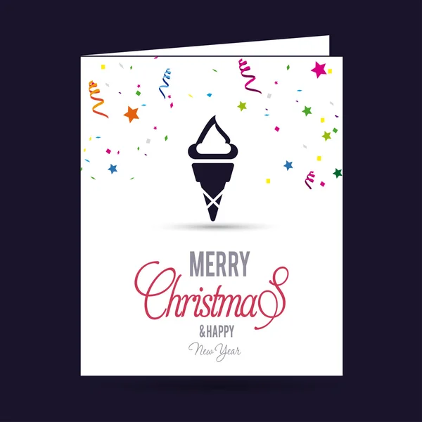 Christmas greeting card with ice cream — Stok Vektör