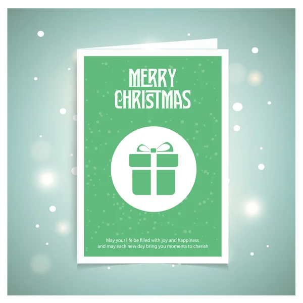 Весела різдвяна листівка з подарунковою коробкою — стоковий вектор