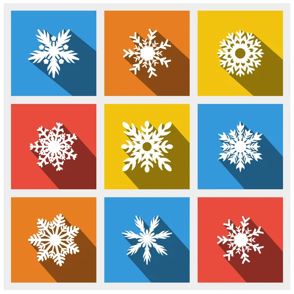 Flat snowflakes. isolated Icons winter background — Stock Vector