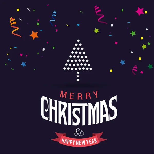 Feliz cartão de Natal, árvore de Natal estilizada —  Vetores de Stock